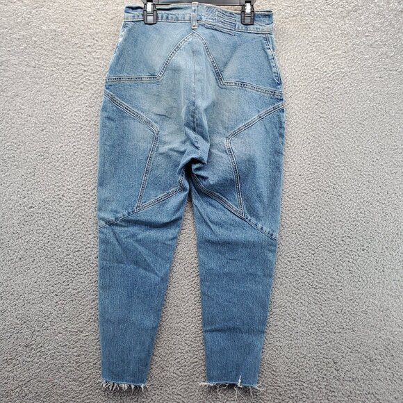 Revice Women's Boyfriend Crop Fringe Star Design Denim Blue Jeans Size 30 - Picture 8 of 13